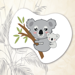 Illustration d'un Koala gris avec son bébé sur dos qui montent sur un branche. Illustration d'un Koala gris avec son bébé sur dos qui montent sur un branche.