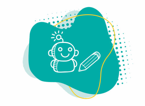 Pictogramme_le crayon dessine un personnage robot_illustration