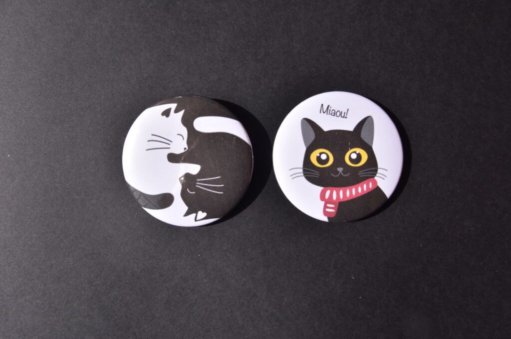 Lots de 2 Badges chat différents