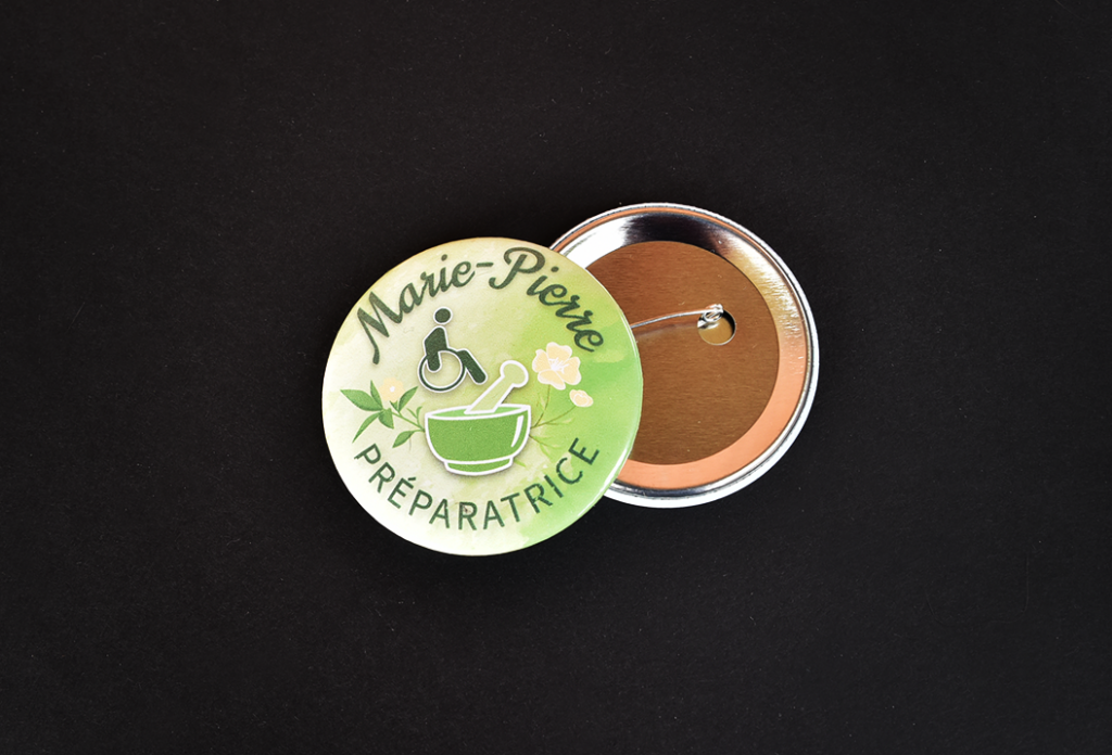 Modèles badges_pharmacie_accès handicapé, plantes_ bol de préparation